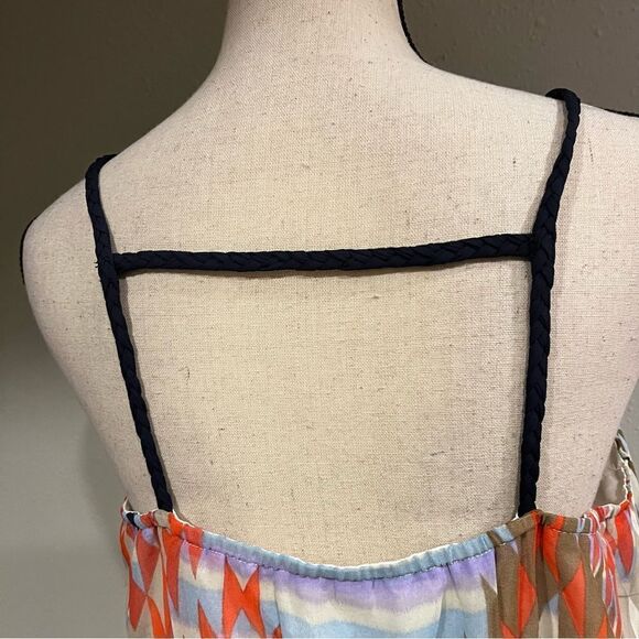 Xhilaration braided details spaghetti straps Aztec print high low maxi dress - Picture 4 of 13